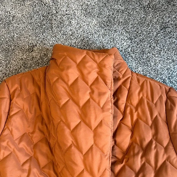Women's Quilted Belted Jacket - NWOT Rust M - Picture 7 of 10